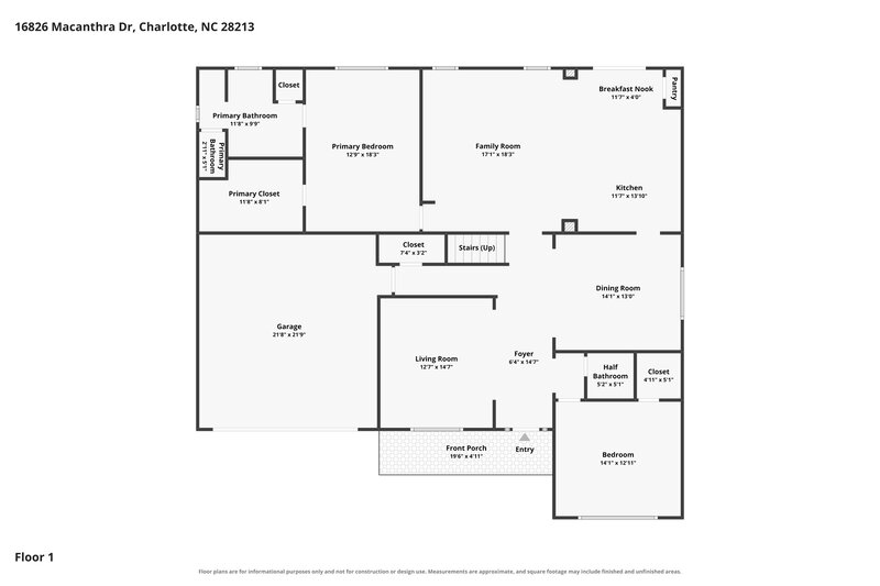 3,005/Mo, 16826 Macanthra Dr Charlotte, NC 28213 Floorplan View