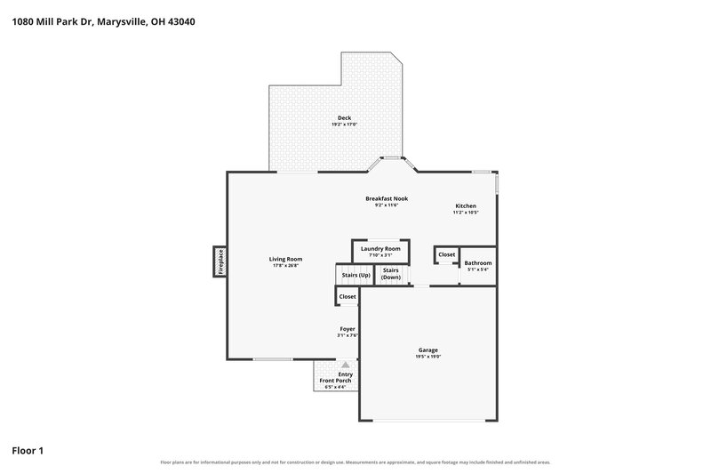 2,470/Mo, 1080 Mill Park Dr Marysville, OH 43040 Floor Plan View