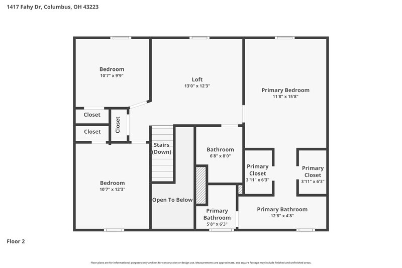 2,345/Mo, 1417 Fahy Dr Columbus, OH 43223 Floor Plan View 3