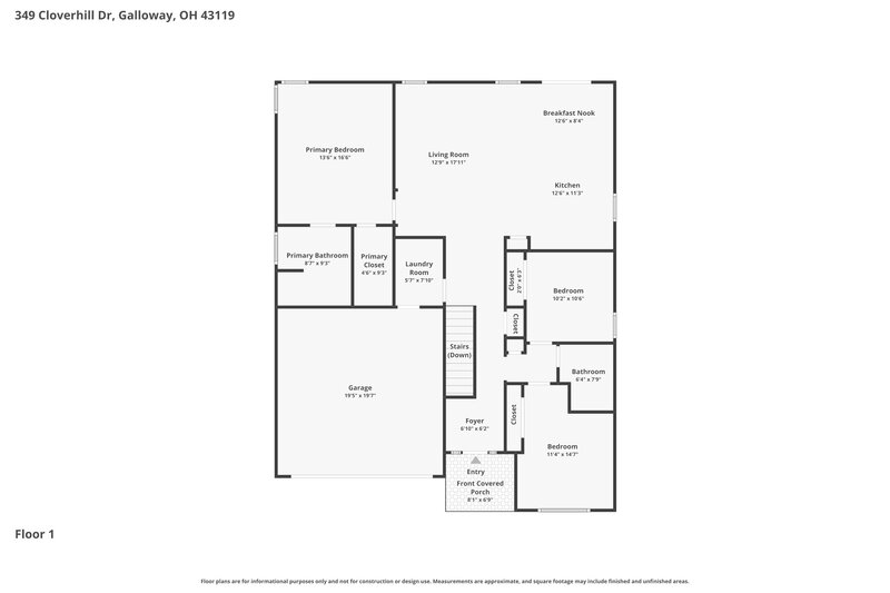 2,520/Mo, 349 Cloverhill Dr Galloway, OH 43119 Floor Plan View