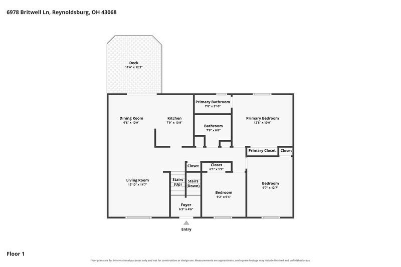 2,220/Mo, 6978 Britwell Ln Reynoldsburg, OH 43068 Floor Plan View
