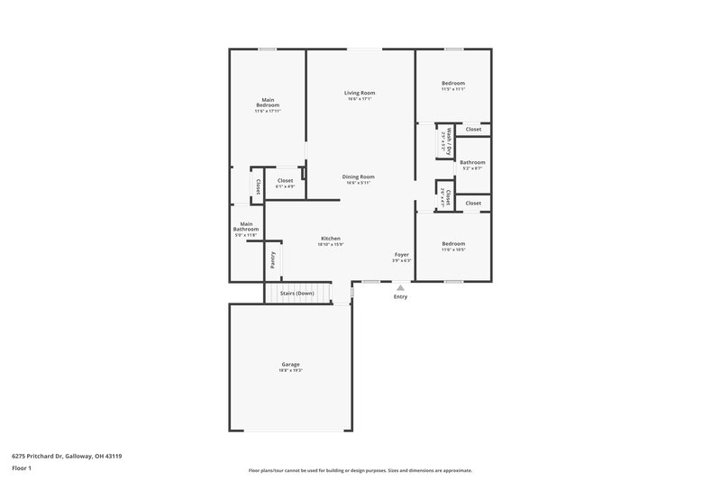 2,185/Mo, 6275 Pritchard Dr Galloway, OH 43119 Floor Plan View
