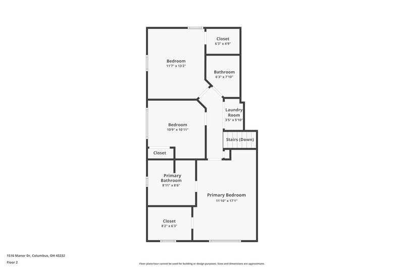 2,500/Mo, 1516 Manor Dr Columbus, OH 43232 Floor Plan View 2