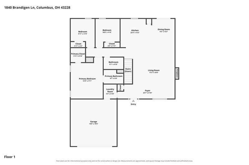 2,375/Mo, 1840 Brandigen Ln Columbus, OH 43228 Floor Plan View