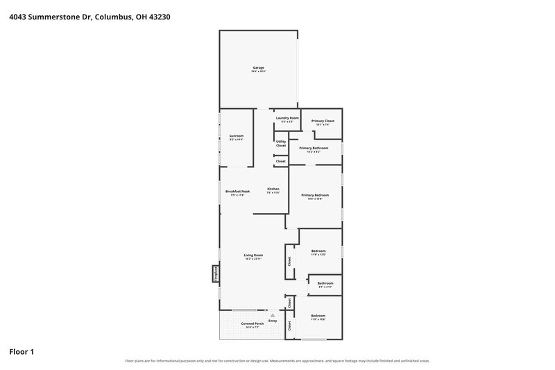2,450/Mo, 4043 Summerstone Dr Columbus, OH 43230 Floor Plan View