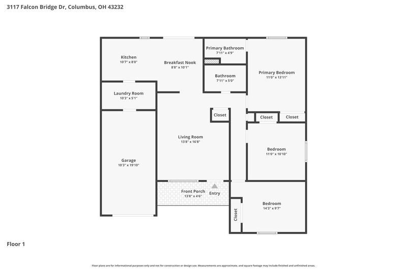 1,825/Mo, 3117 Falcon Bridge Dr Columbus, OH 43232 Floor Plan View