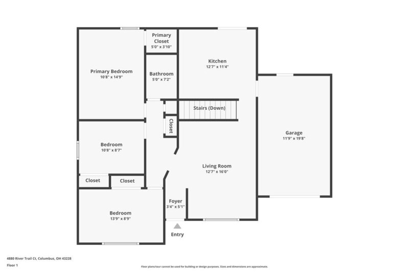 1,905/Mo, 4880 River Trail Ct Columbus, OH 43228 Floorplan View