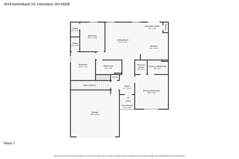 2,285/Mo, 4510 Switchback Trl Columbus, OH 43228 Floor Plan View 2