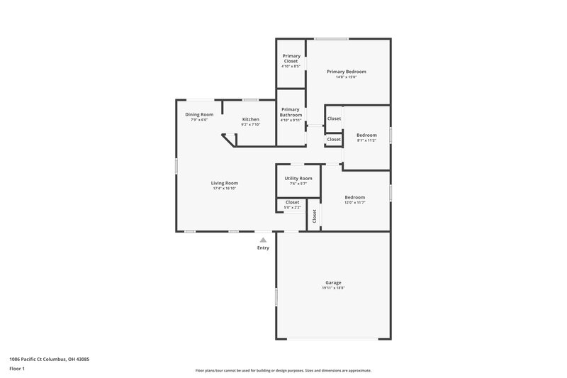 1,870/Mo, 1086 Pacific Ct Columbus, OH 43085 Floor Plan View