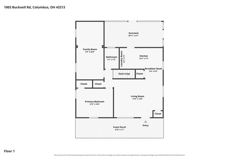 1,665/Mo, 1003 Bucknell Rd Columbus, OH 43213 Floor Plan View