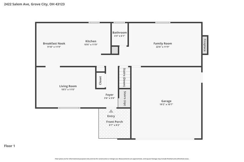 2,500/Mo, 2422 Salem Ave Grove City, OH 43123 Floor Plan View 2