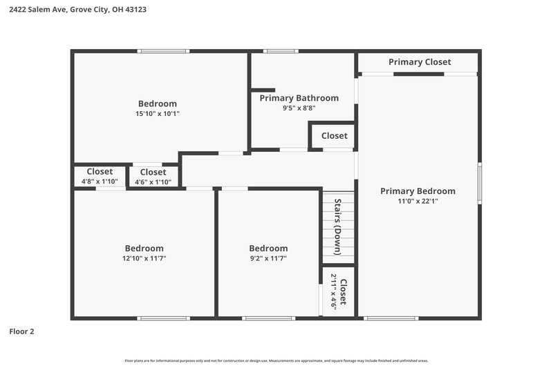 2,500/Mo, 2422 Salem Ave Grove City, OH 43123 Floor Plan View 3