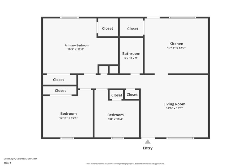 1,395/Mo, 2883 Key Pl Columbus, OH 43207 Floor Plan View