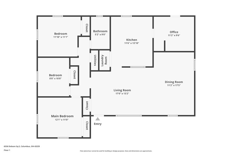 1,820/Mo, 6536 Dobson Sq E Columbus, OH 43229 Floorplan View