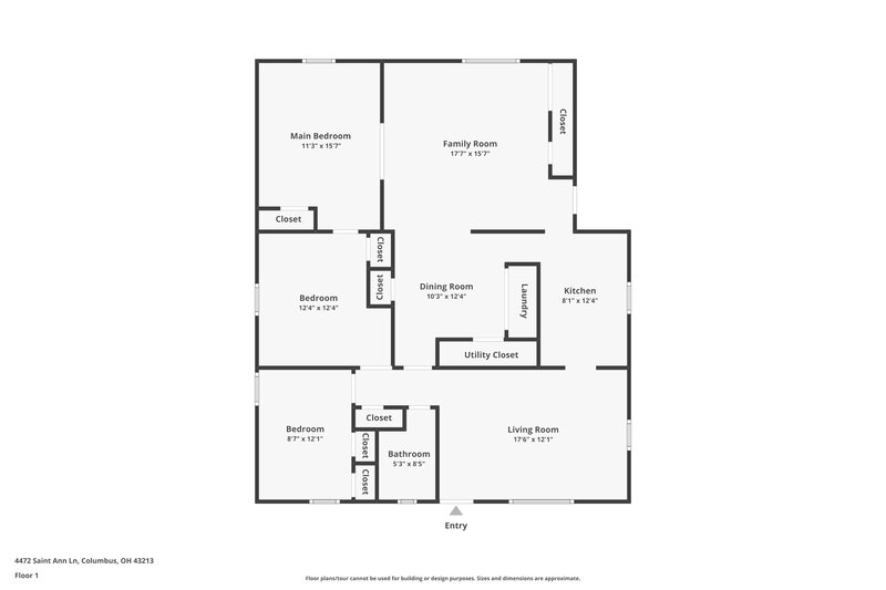 1,605/Mo, 4472 Saint Ann Ln Columbus, OH 43213 Floor Plan View