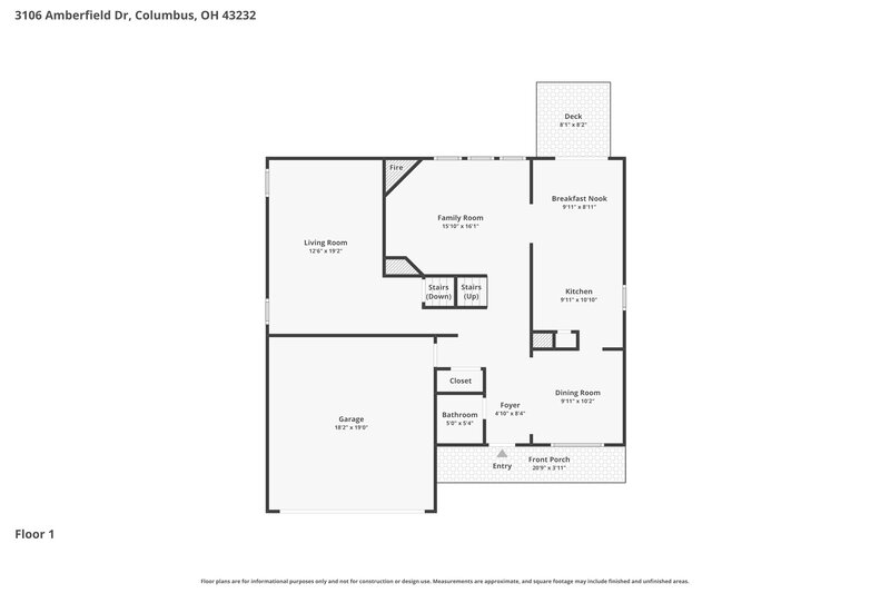 2,330/Mo, 3106 Amberfield Dr Columbus, OH 43232 Floor Plan View