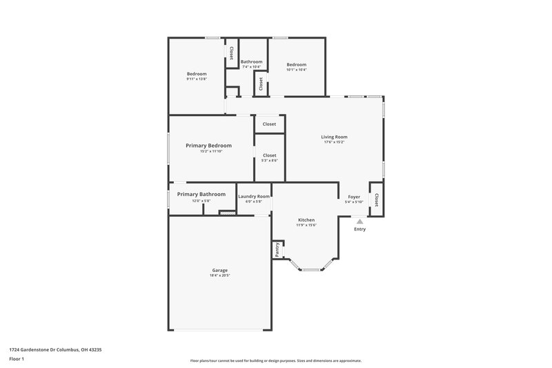 2,025/Mo, 1724 Gardenstone Dr Columbus, OH 43235 Floor Plan View