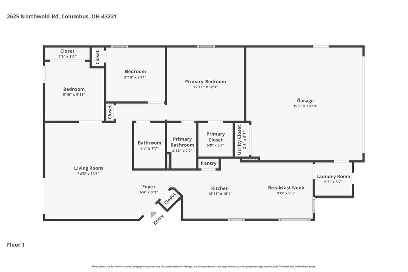 2,080/Mo, 2625 Northwold Rd Columbus, OH 43231 Floorplan View