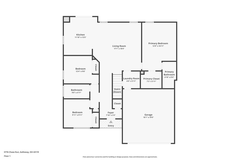 1,970/Mo, 5776 Chase Run Galloway, OH 43119 Floor Plan View