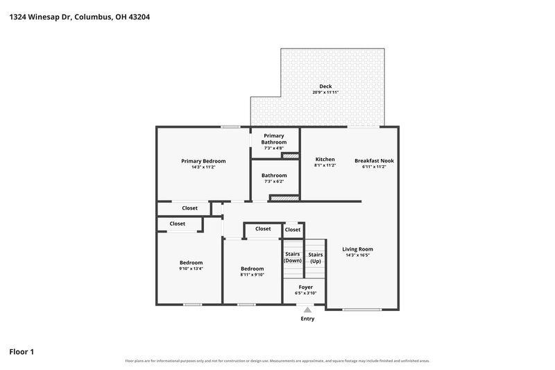 2,285/Mo, 1324 Winesap Dr Columbus, OH 43204 Floor Plan View