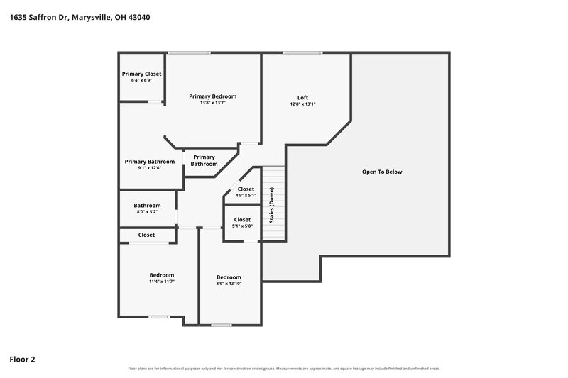 2,845/Mo, 1635 Saffron Dr Marysville, OH 43040 Floor Plan View 3