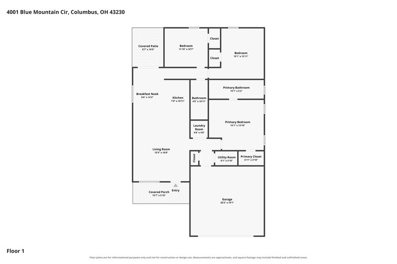 2,215/Mo, 4001 Blue Mountain Cir Columbus, OH 43230 Floor Plan View