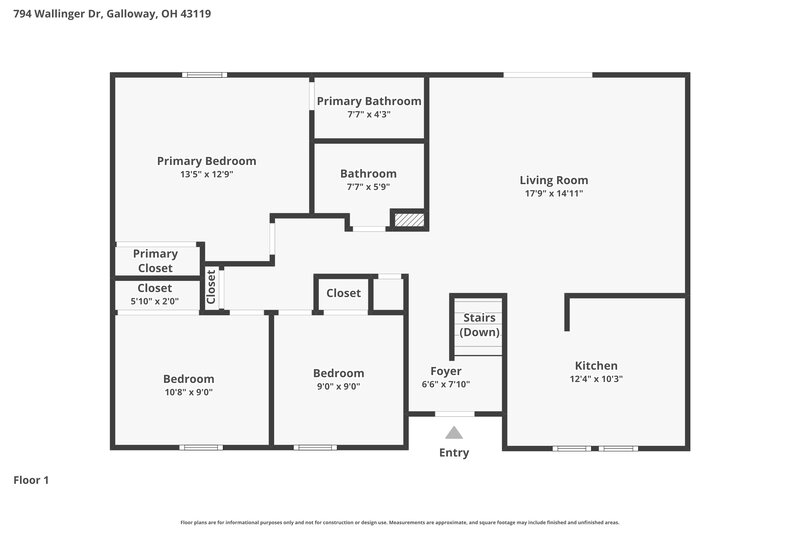 2,125/Mo, 794 Wallinger Dr Galloway, OH 43119 Floor Plan View 2