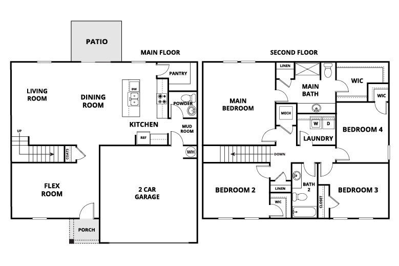 Floorplan: Name: D4-Beacon, Beds: 4, Baths: 2.5, Sqft: 2095