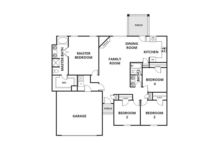 Floorplan: Name: D7-The Willow, Beds: 4, Baths: 2.0, Sqft: 1801