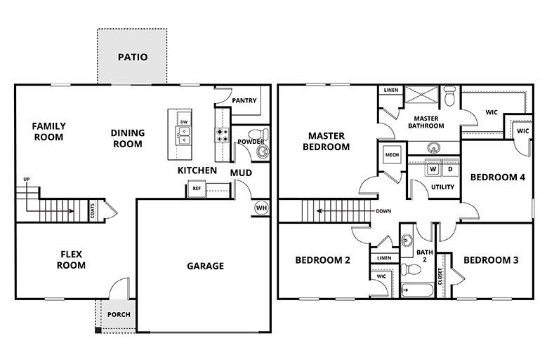 Floorplan: Name: D2-Beacon, Beds: 4, Baths: 2.5, Sqft: 2095