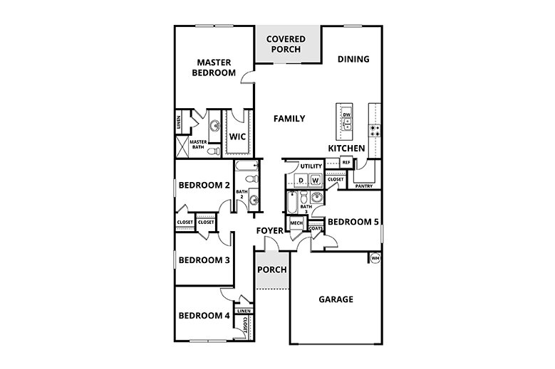 Floorplan: Name: E2-Vega, Beds: 5, Baths: 3.0, Sqft: 2387