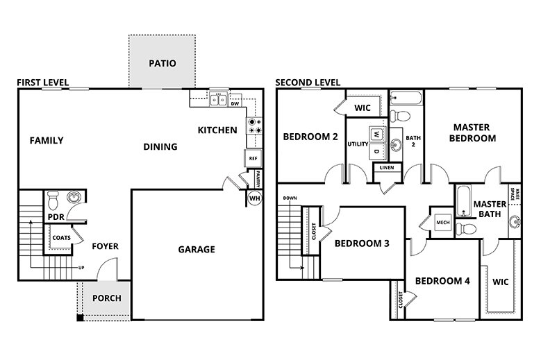 Floorplan: Name: D1-Luminary, Beds: 4, Baths: 2.5, Sqft: 1952