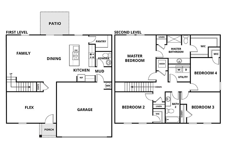 Floorplan: Name: D4-Beacon, Beds: 4, Baths: 2.5, Sqft: 2095