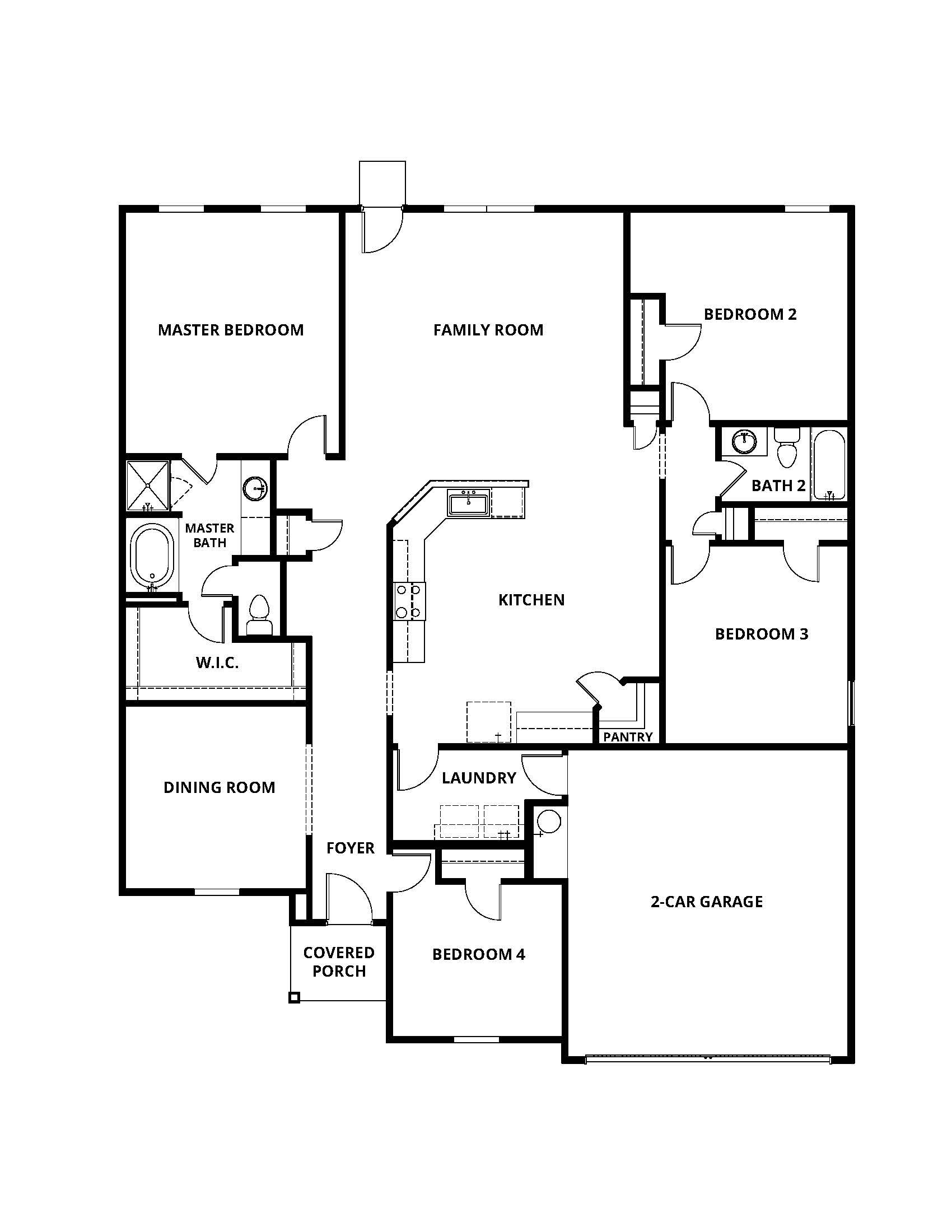 Floorplan: Name: D1-Dockery III, Beds: 4, Baths: 2.0, Sqft: 2164