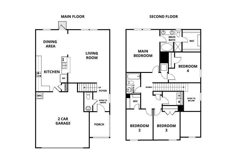 Floorplan: Name: D2-Springfield, Beds: 4, Baths: 2.5, Sqft: 1824