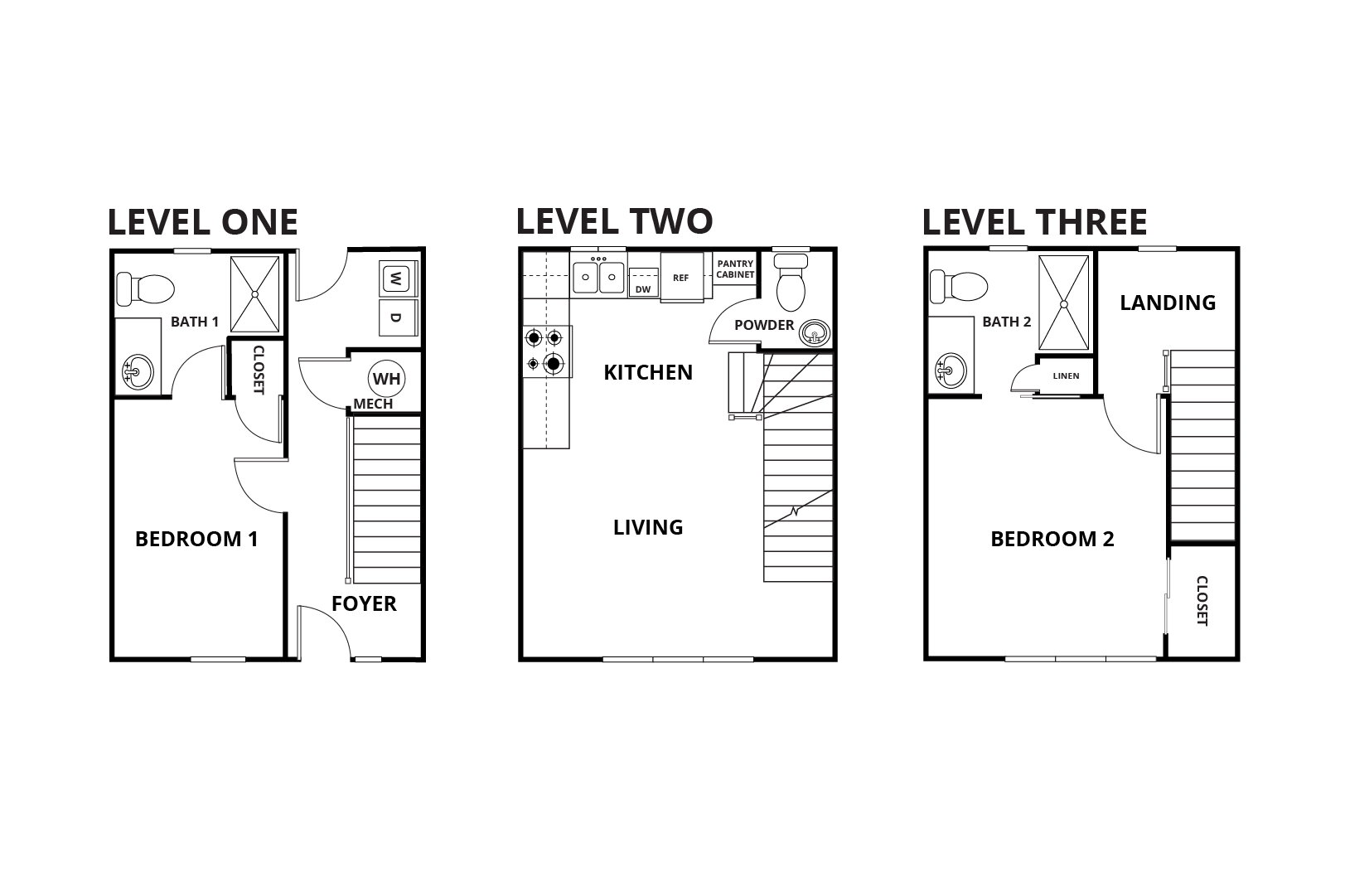 Floorplan: Name: B1-2 Bed, Beds: 2, Baths: 2.5, Sqft: 1062