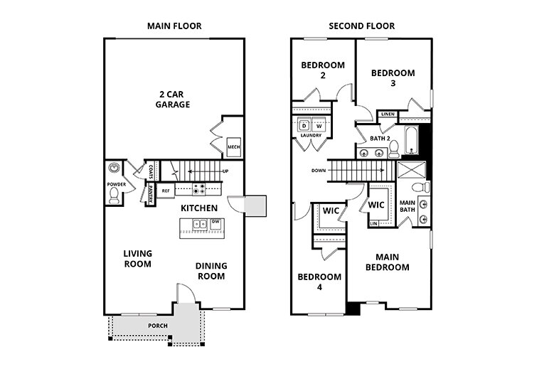 Floorplan: Name: D1-Vail B, Beds: 4, Baths: 2.5, Sqft: 1668
