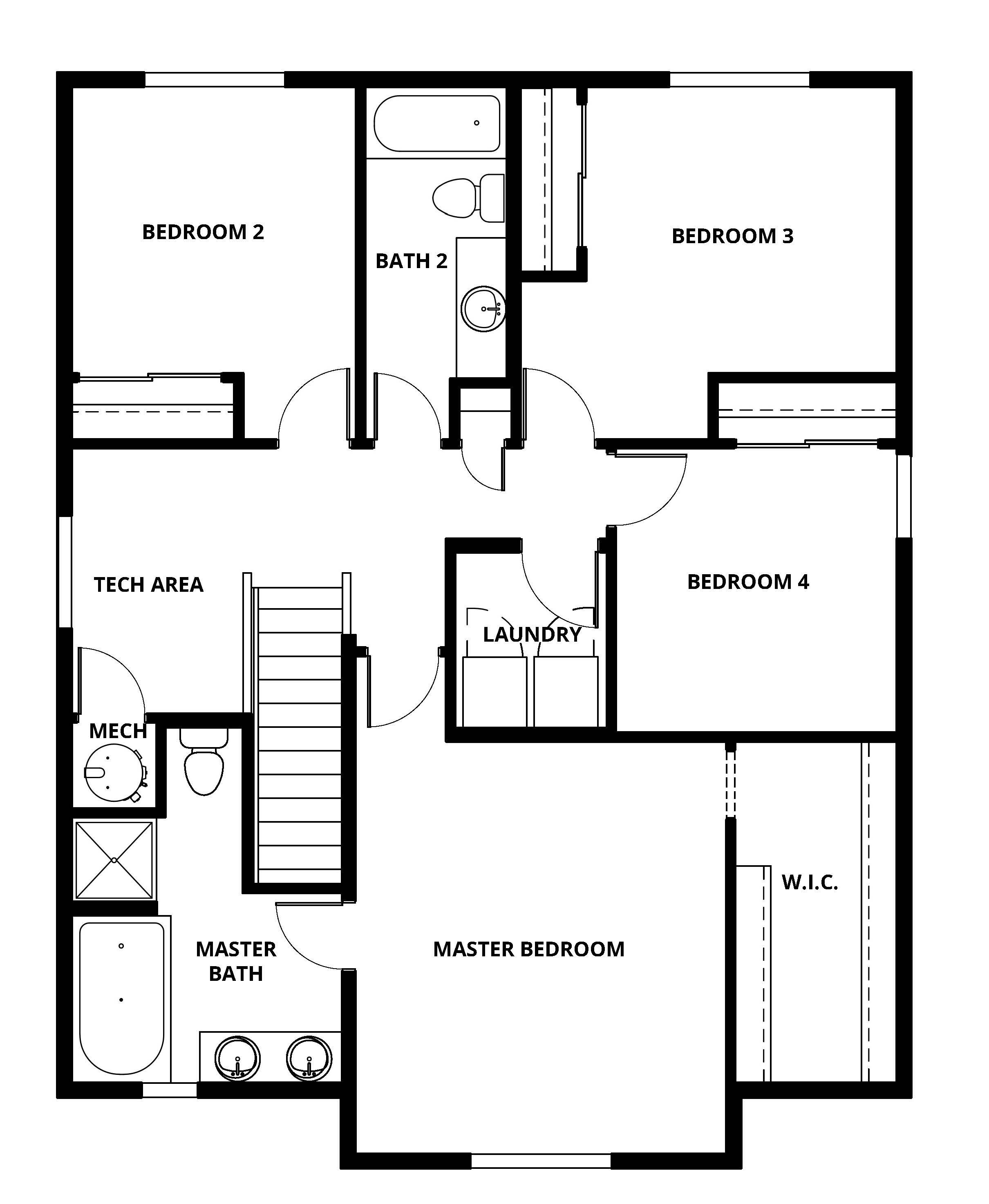Floorplan: Name: D1-Peak, Beds: 4, Baths: 2.5, Sqft: 1851