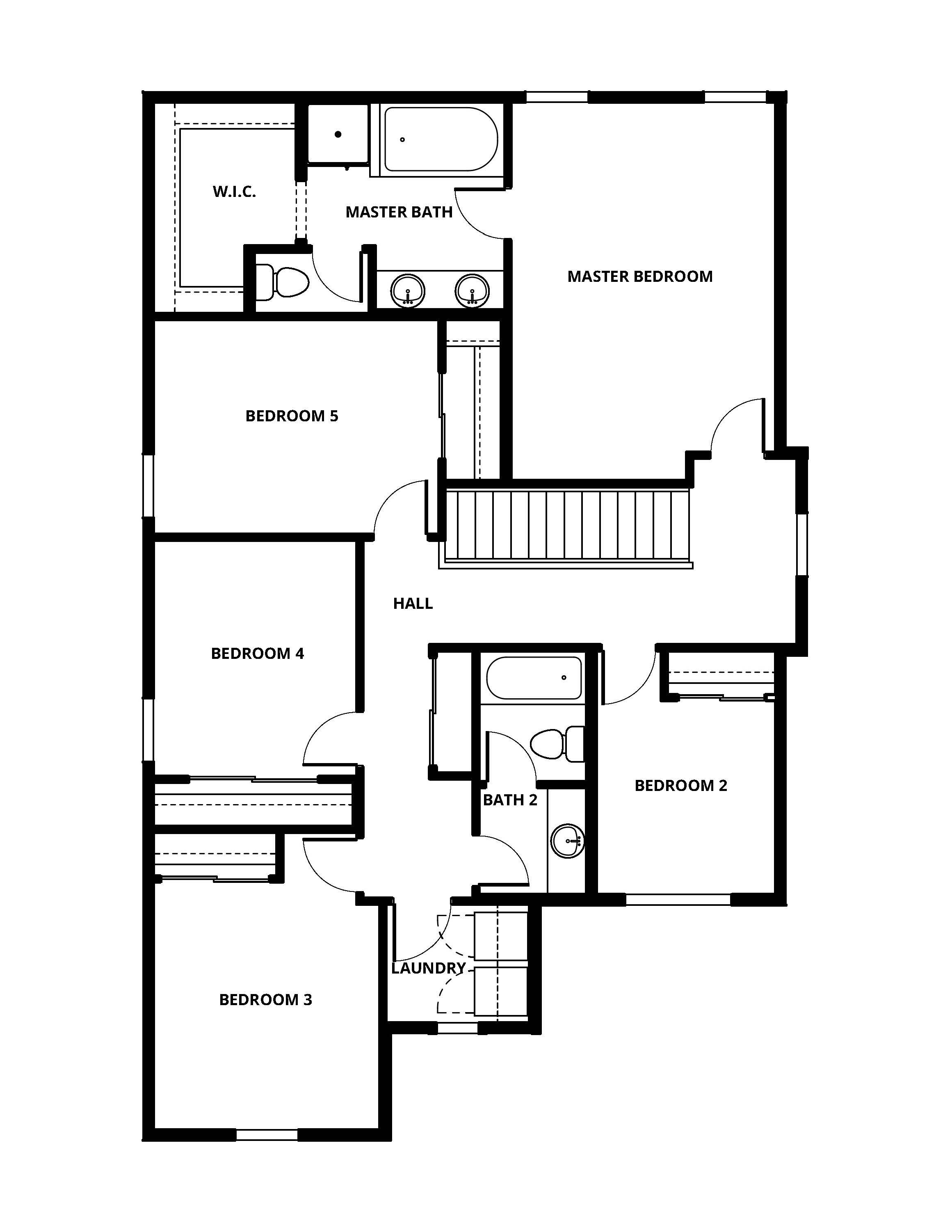 Floorplan: Name: E1-Ridge, Beds: 5, Baths: 2.5, Sqft: 2200