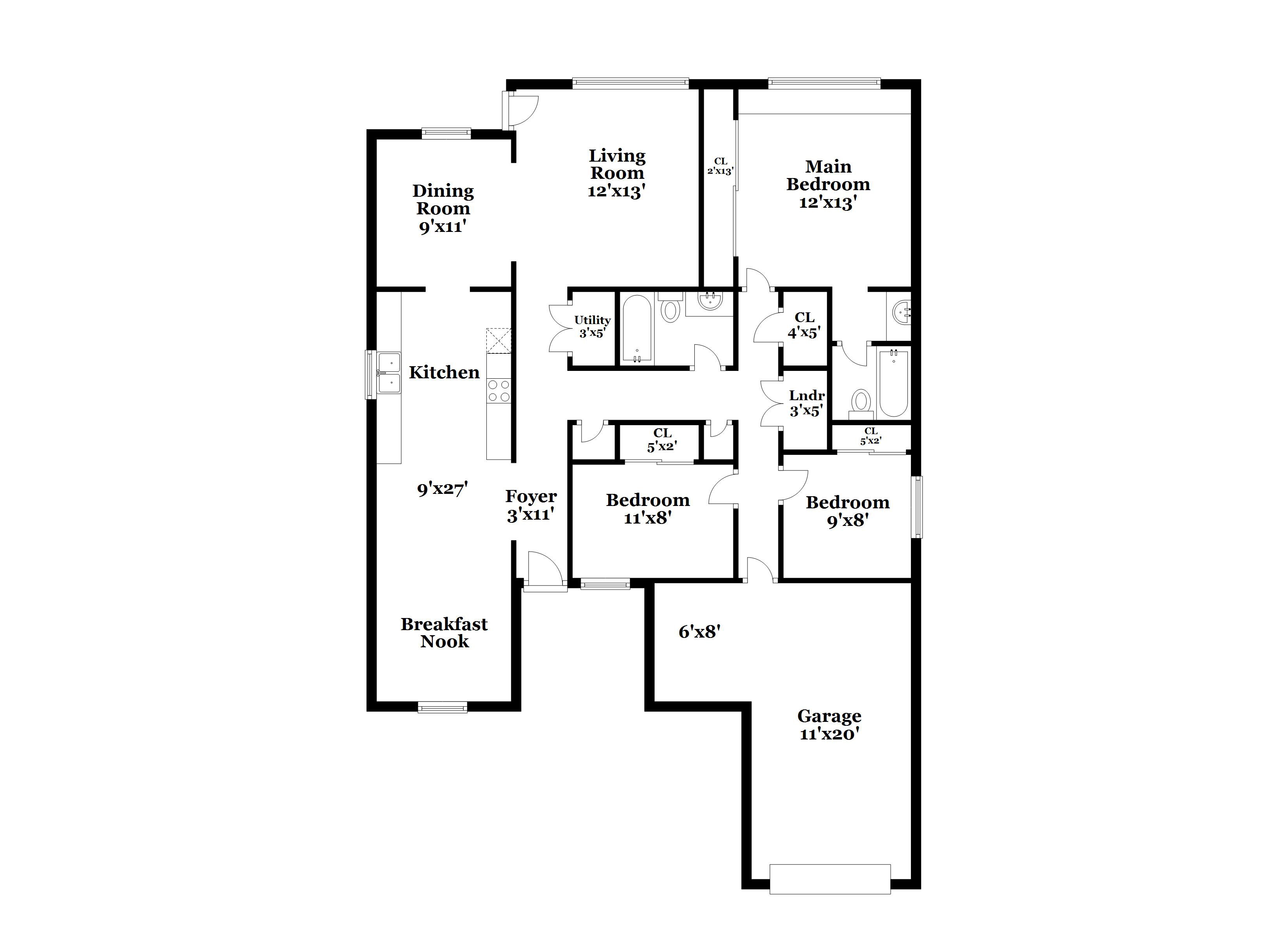 Floorplan: Name: C3, Beds: 3, Baths: 2.0, Sqft: 1424