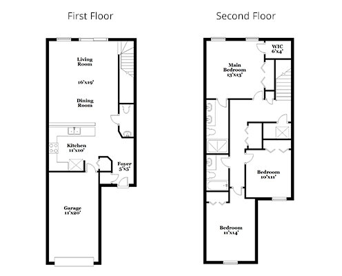 Floorplan: Name: C1-Woodford, Beds: 3, Baths: 2.5, Sqft: 1438