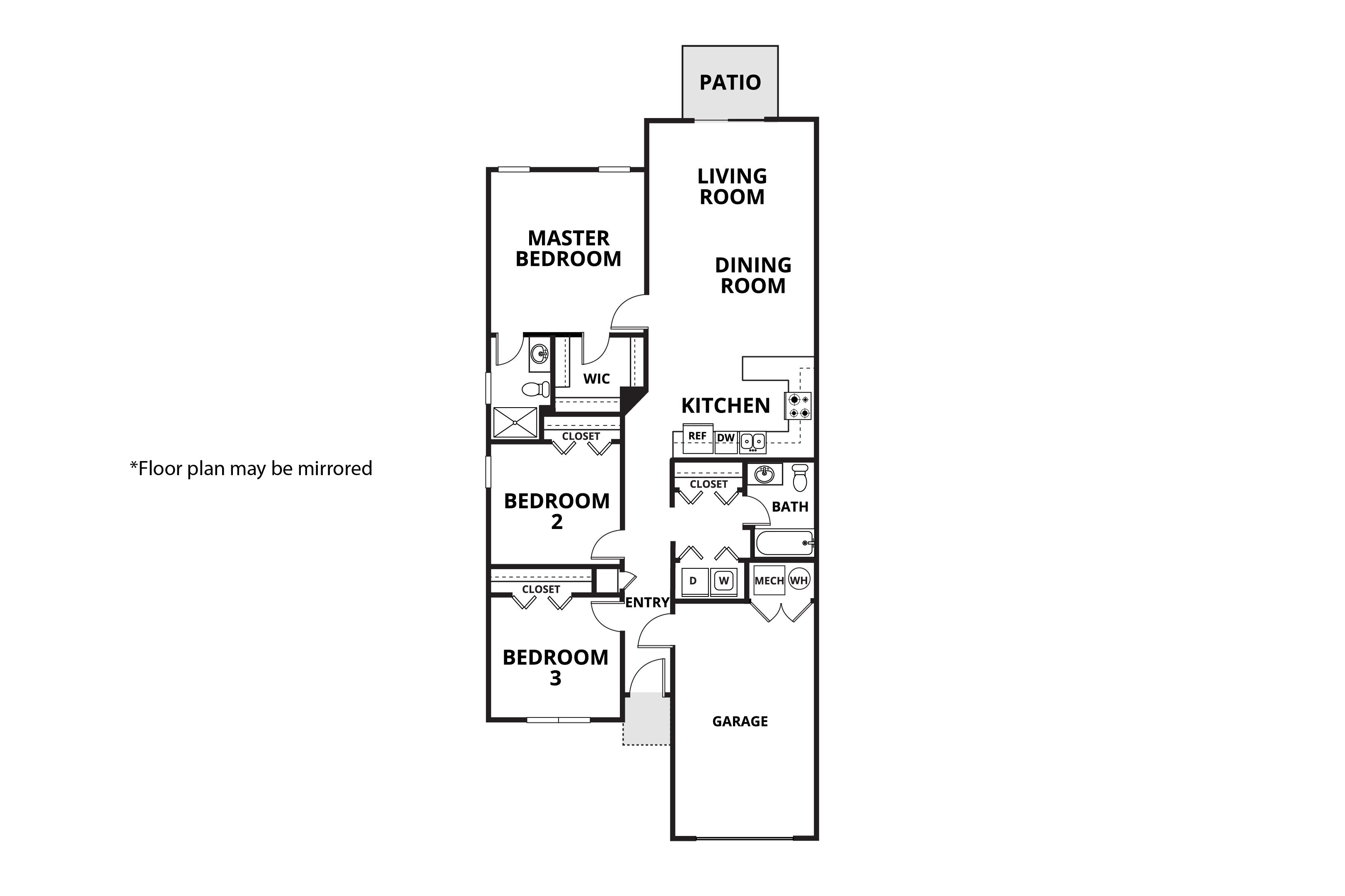 Floorplan: Name: C2-AA, Beds: 3, Baths: 2.0, Sqft: 1188