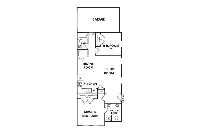 Floorplan: Name: B1-Plan B, Beds: 2, Baths: 2.0, Sqft: 1019