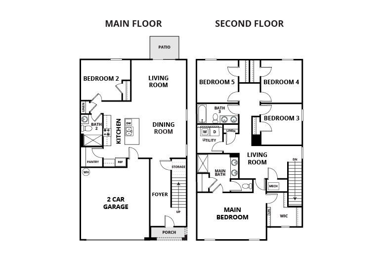 Floorplan: Name: E1-Robie, Beds: 5, Baths: 3.0, Sqft: 2447