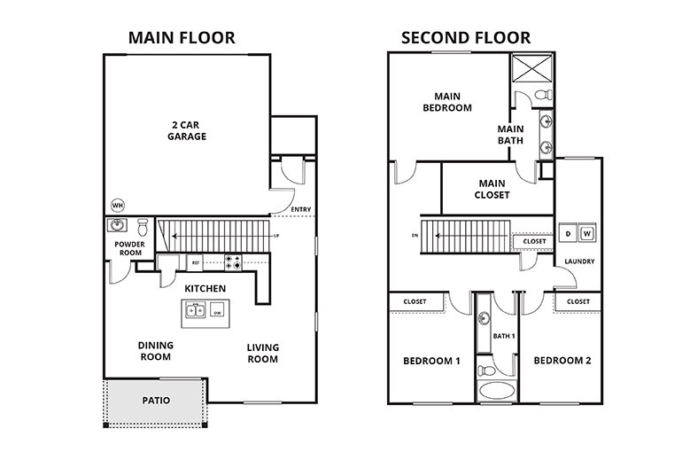 Floorplan: Name: C1-Dawn, Beds: 3, Baths: 2.5, Sqft: 1710