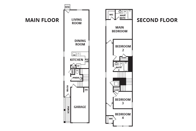 Floorplan: Name: D2-Aubrey, Beds: 4, Baths: 2.5, Sqft: 1530