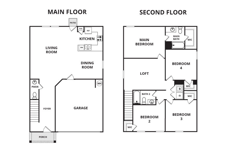 Floorplan: Name: D8-Ridley, Beds: 4, Baths: 2.5, Sqft: 1950