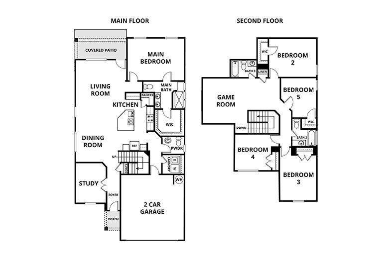 Floorplan: Name: E1-Bexley, Beds: 5, Baths: 3.5, Sqft: 2635