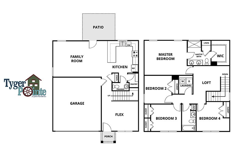 Floorplan: Name: D1-Guilford, Beds: 4, Baths: 2.5, Sqft: 1772