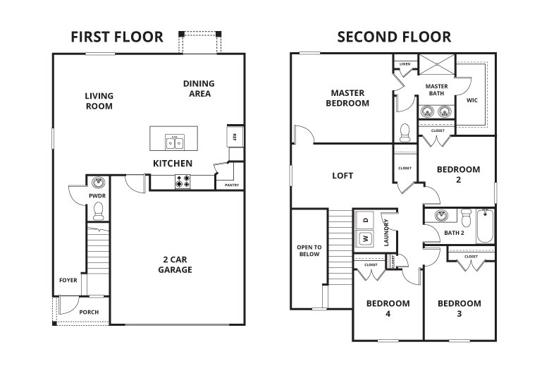Floorplan: Name: D1-Atlanta, Beds: 4, Baths: 2.5, Sqft: 1870